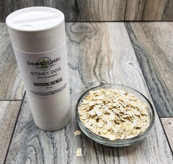 Stinky Dog Soothing Oatmeal Dry Shampoo for Dogs  Handmade 100% Natural